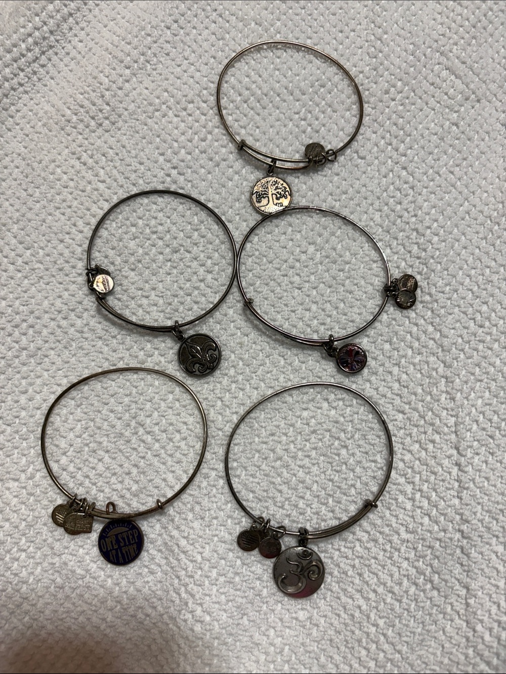 Alex and Ani Silver-Tone Charm Bangle Bracelet Set - Multi Charm Accents Bundle